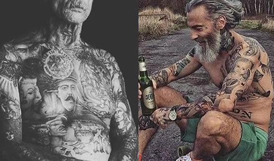 纹身老了后的恶心图片：确实有那么一点点不好看